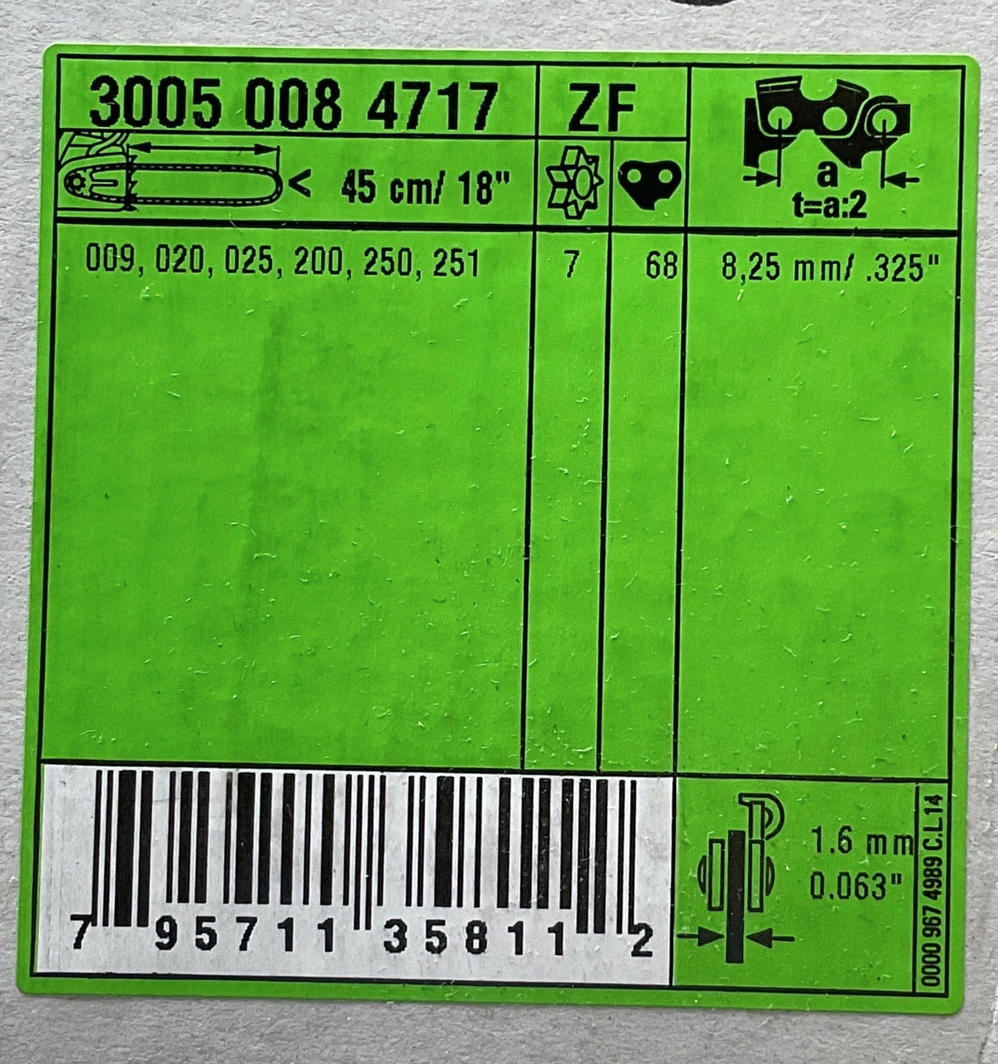 Stihl 3005 008 4717 - Rollomatic E Chainsaw Guide Bar - 18" (45cm)